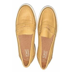 TOMS Tan Leather Loafer Flats Women's Size 8.5 Comfort Casual Shoes